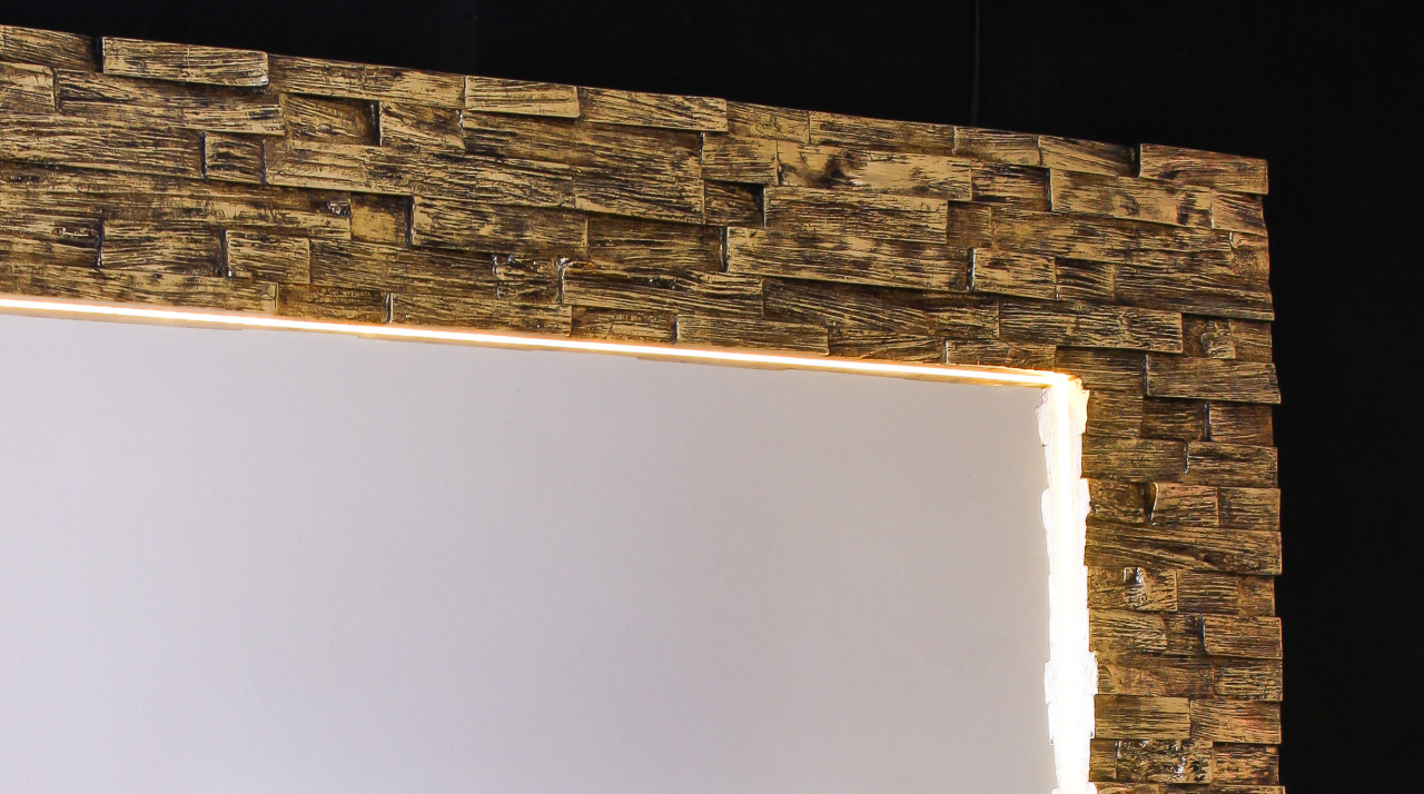 WM - 02003 Wood Cracked Gold Mirror