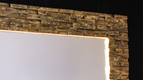 WM - 02003 Wood Cracked Gold Mirror